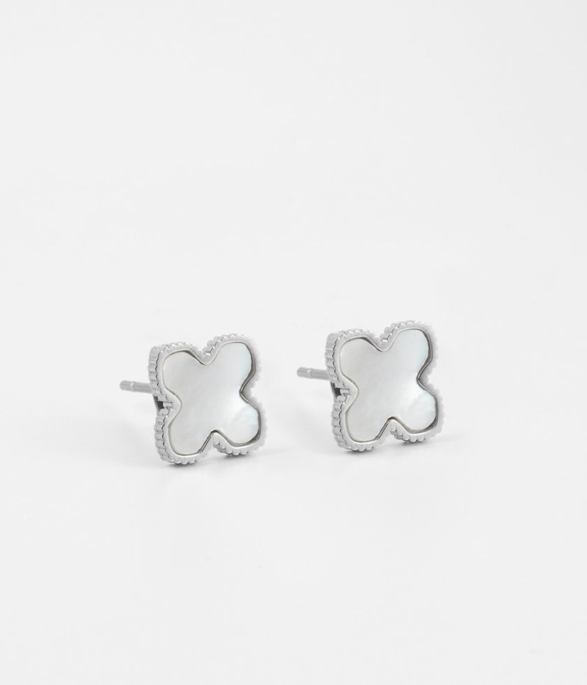 boucles d'oreilles acier et nacre -zag - l'atelier des belettes
