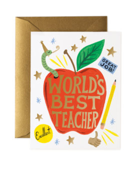 carte postale best teacher - rifle paper - l'atelier des belettes