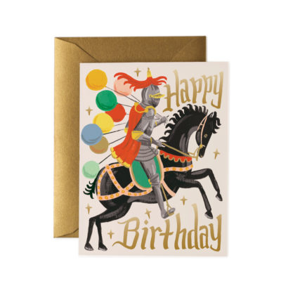 carte postale happy birthday knight - rifle paper - l'atelier des belettes