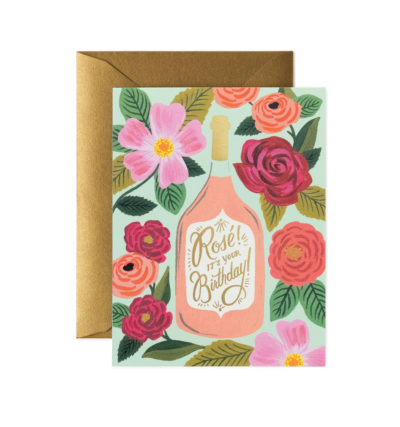 carte postale happy birthday rosé - rifle paper - l'atelier des belettes