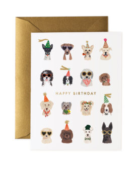 carte postale happy birthday dog - rifle paper - l'atelier des belettes