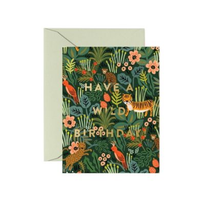 carte postale happy birthday jungle - rifle paper - l'atelier des belettes