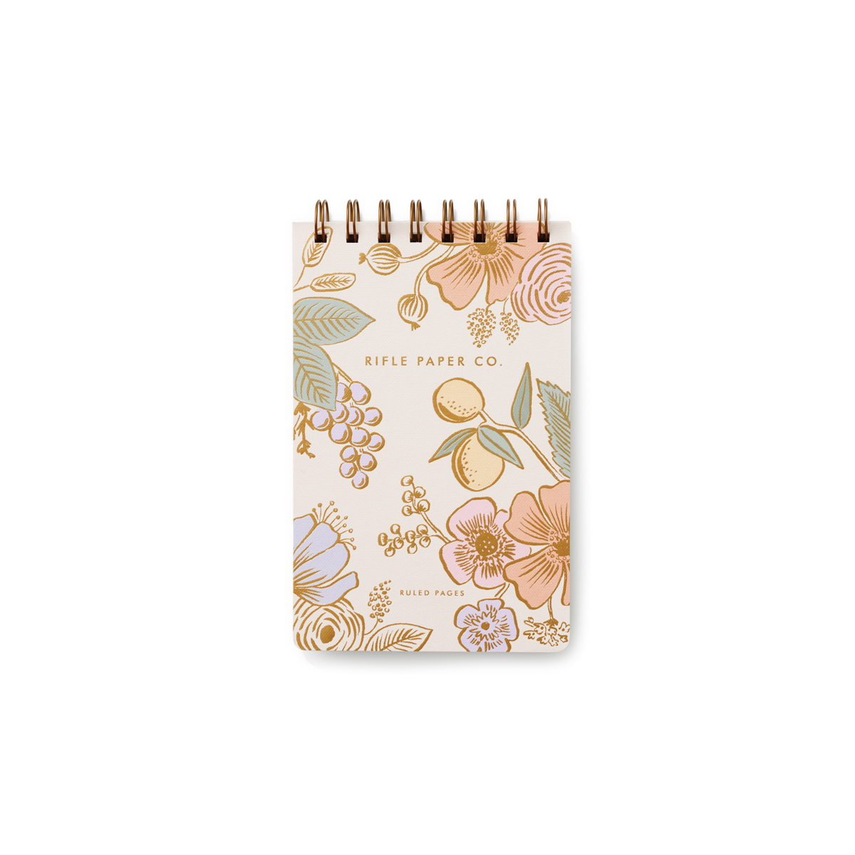 carnet spirale fleuri doré - rifle paper - l'atelier des belettes