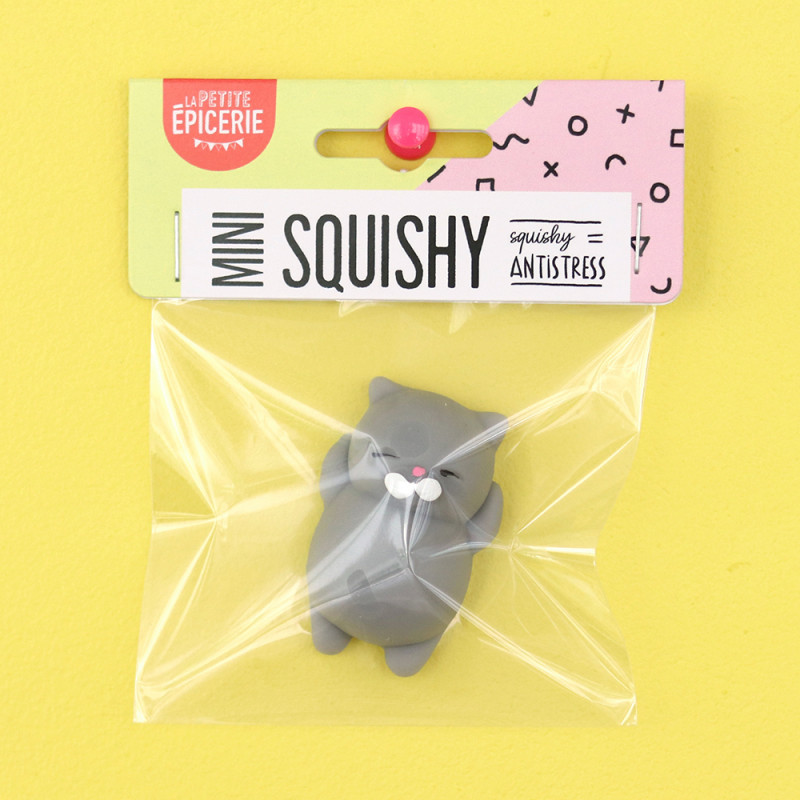 mini squishy chat gris - petite épicerie - l'atelier des belettes