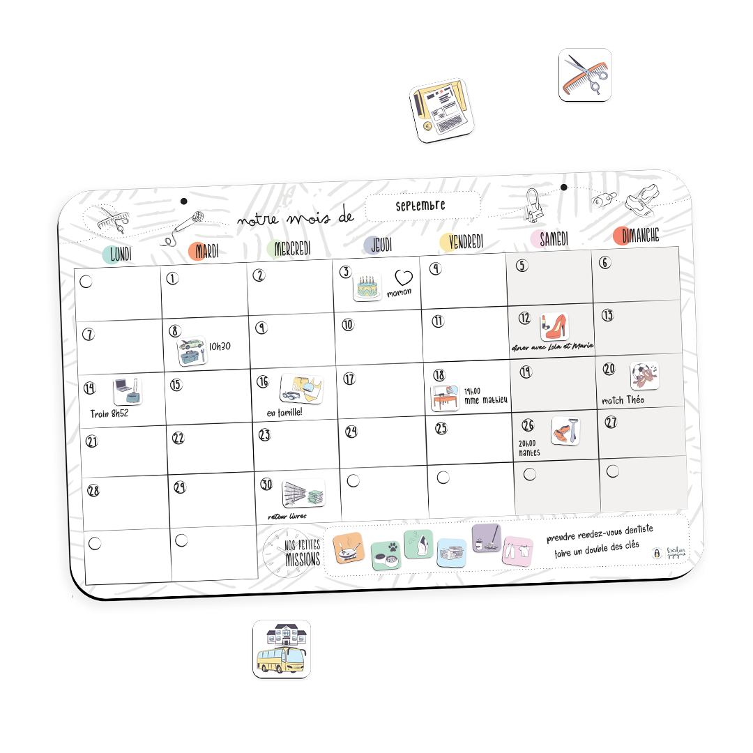 Organisateur familial mensuel - l'atelier gigogne